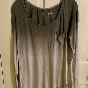 Chip & Pepper California Gray Ombré Long Sleeve Scoop Neck Top Size M